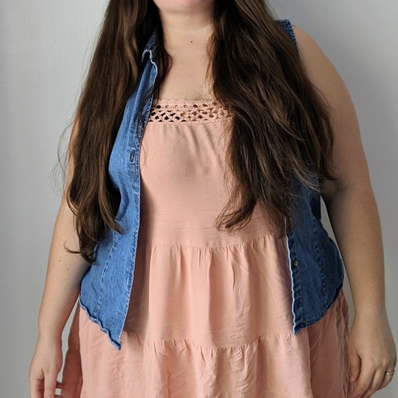 Reworked Boho Western Crochet Lace Denim Vest - Picture 3 of 3